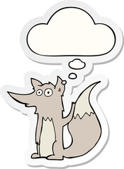 cartoon wolf and thought bubble as a printed sticker
