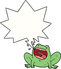 cartoon frog shouting and speech bubble