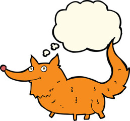 cartoon little dog with thought bubble