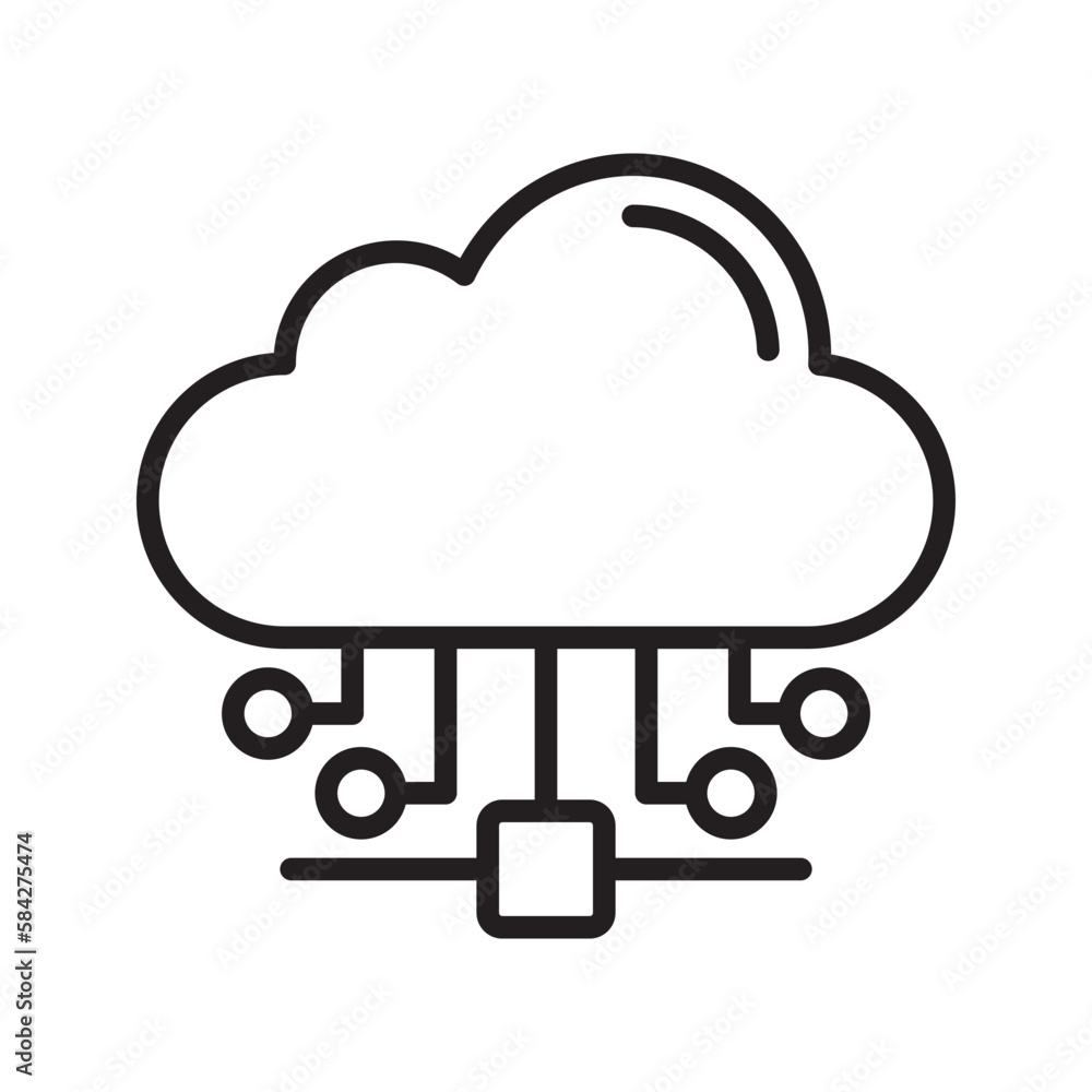 Poster cloud connection vector filled outline icon design illustration. seo development and marketing symbo