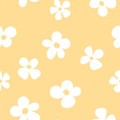 Simple little flowers in pastel color. Seamless pattern with floral elements. Cute childish print.