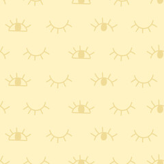 Light hand drawn eye doodles seamless pattern. Design of open and close eyes for cards, textiles, wallpapers, backgrounds.