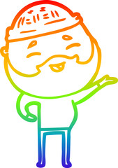rainbow gradient line drawing cartoon happy bearded man