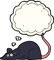 cartoon black rat with thought bubble