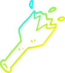 cold gradient line drawing cartoon  smashed glass bottle