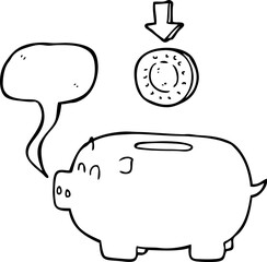 speech bubble cartoon piggy bank