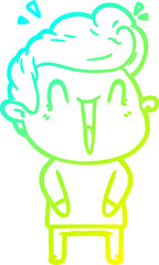 cold gradient line drawing cartoon excited man