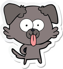 sticker of a cartoon dog with tongue sticking out