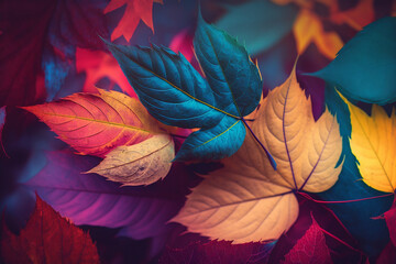 Colorful autumn leaves with Generative AI technology