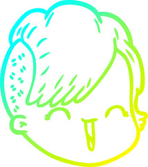 cold gradient line drawing cartoon female face