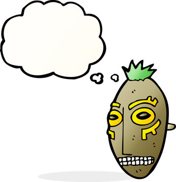 recommend clip art: cartoon tribal mask with thought bubble