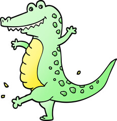 vector gradient illustration cartoon dancing crocodile