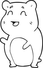 black and white cartoon cute hamster