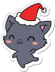 christmas sticker cartoon of kawaii cat