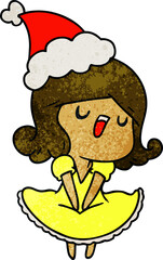christmas textured cartoon of kawaii girl