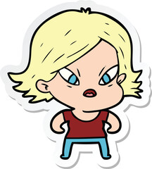 sticker of a cartoon stressed woman