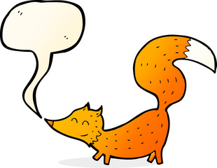 cartoon little fox with speech bubble