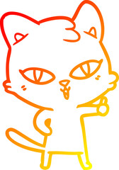 warm gradient line drawing cartoon cat