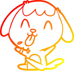 warm gradient line drawing cute cartoon dog