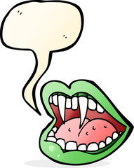 cartoon vampire mouth with speech bubble