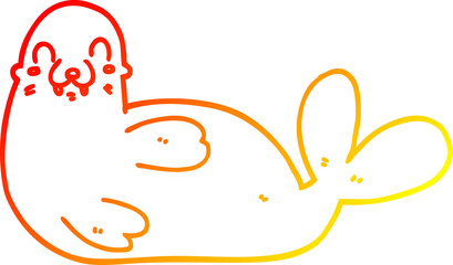 Obraz premium warm gradient line drawing cartoon seal