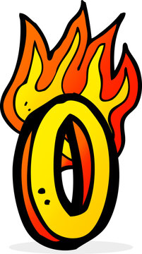 cartoon flaming letter