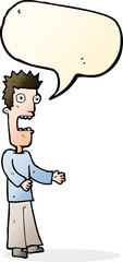cartoon man freaking out with speech bubble