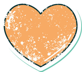distressed sticker tattoo style icon of a heart