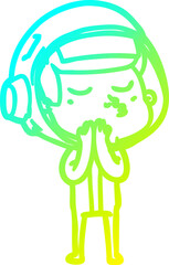 cold gradient line drawing cartoon confident astronaut