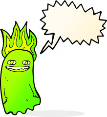funny cartoon ghost with speech bubble