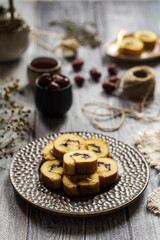 slices of roll cake on a plate