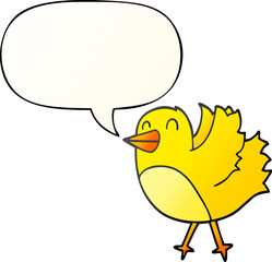 cartoon bird and speech bubble in smooth gradient style