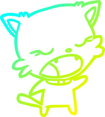 cold gradient line drawing cute cat talking