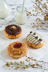 assorted donut or doughnuts. selective focus