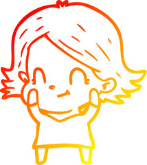 warm gradient line drawing cartoon friendly girl