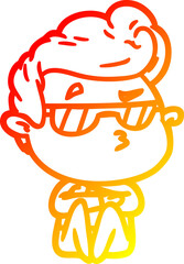 warm gradient line drawing cartoon cool guy