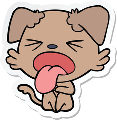 sticker of a cartoon disgusted dog sitting