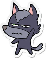 sticker of a cartoon annoyed wolf