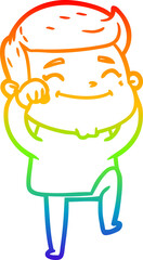 rainbow gradient line drawing happy cartoon man