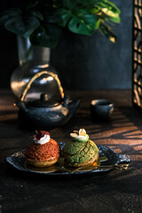 choux pastry in dark background
