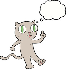 cartoon cat with idea with thought bubble