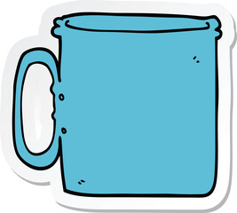 sticker of a cartoon camping cup of coffee