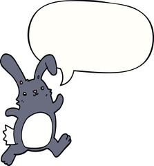 cartoon rabbit running and speech bubble