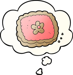 cartoon biscuit and thought bubble in smooth gradient style