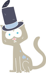 flat color illustration of a cartoon cat