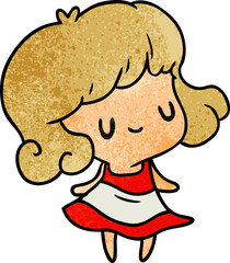 textured cartoon kawaii of cute girl
