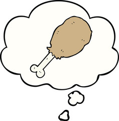 cartoon chicken leg and thought bubble