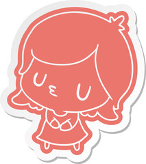 cartoon sticker of a cute kawaii girl