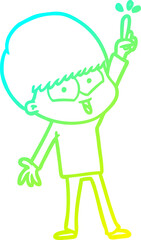 cold gradient line drawing cartoon happy boy