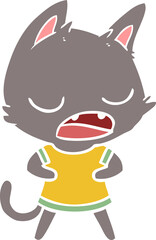 talking cat flat color style cartoon